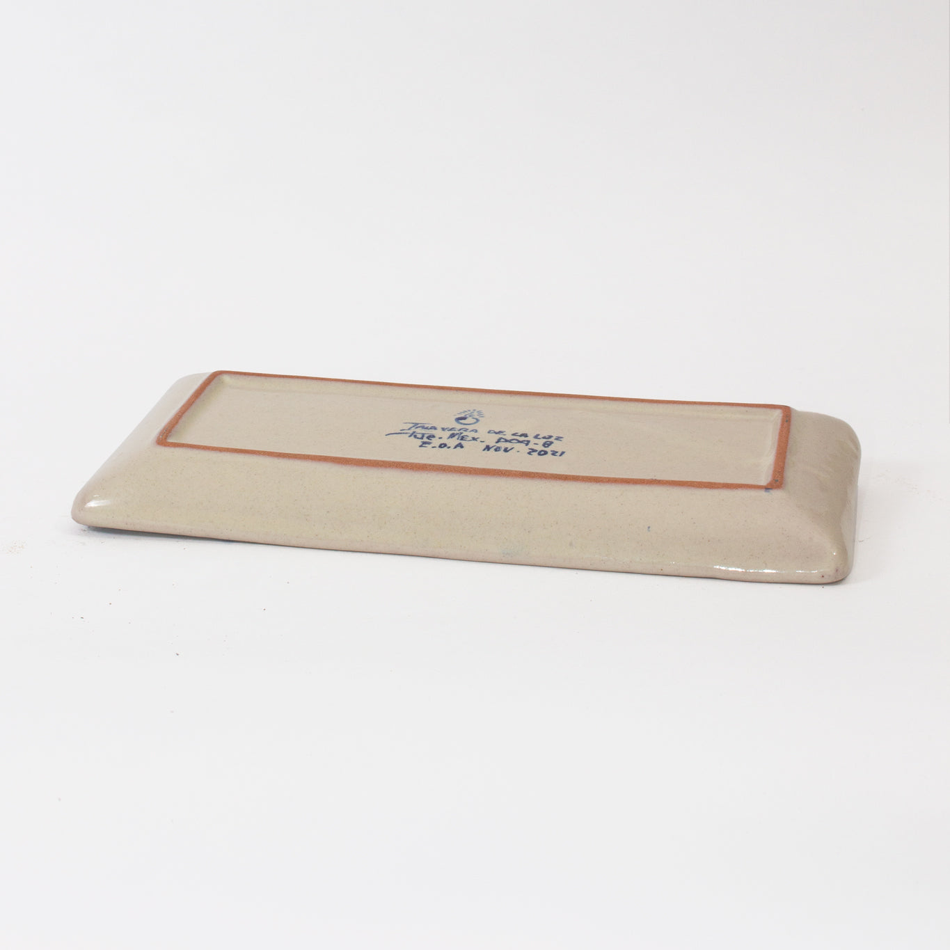 Plato Rectangular Flor Negra