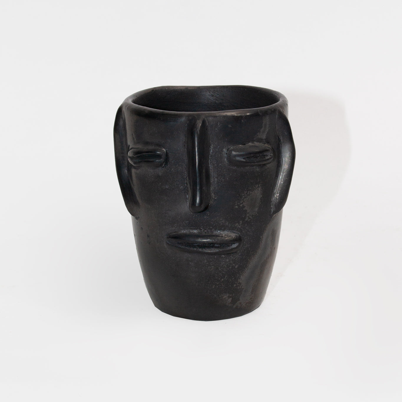 Taza Alta Rostro Barro Negro